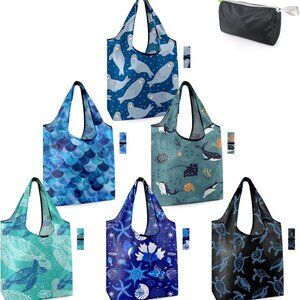 Sea Turtle Lovers Gifts for Women Ocean Animals Reusable Grocery Bags Shopping B